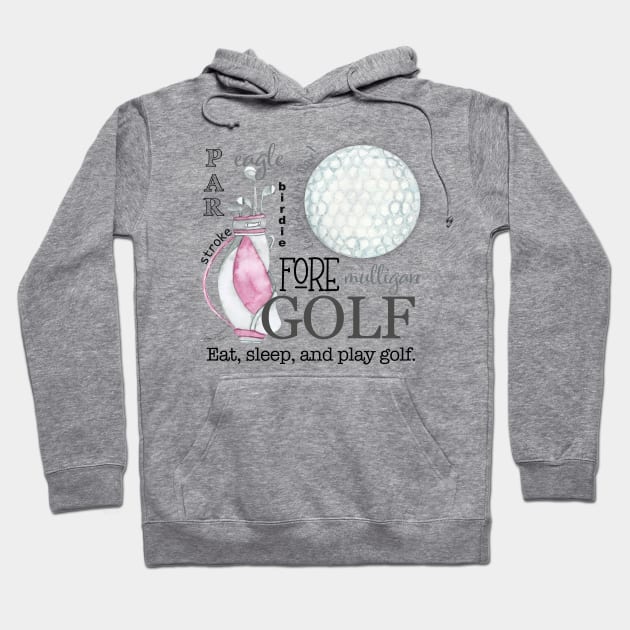 Pink Golf Art Hoodie by Jean Plout Designs